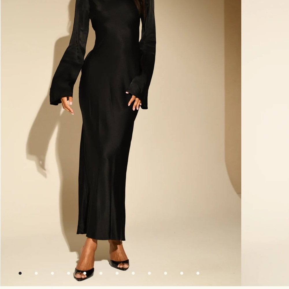 Meshki FERNANDA long sleeve maxi dress in black size Small